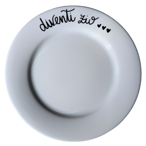 Piatto Personalizzato in Porcellana con Scritta a Scelta | Scritta Fatta a Mano sul Bordo | Idea Regalo Artigianale