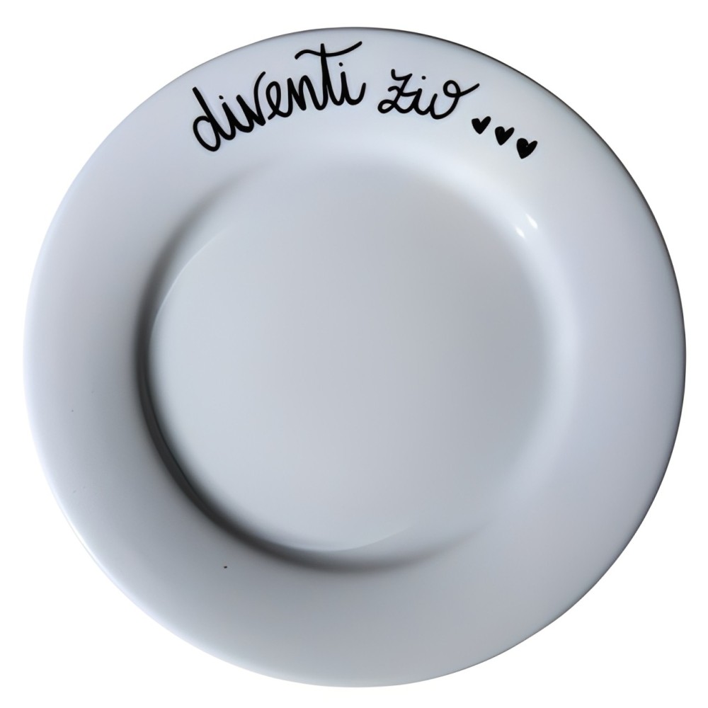 Piatto Personalizzato in Porcellana con Scritta a Scelta | Scritta Fatta a Mano sul Bordo | Idea Regalo Artigianale