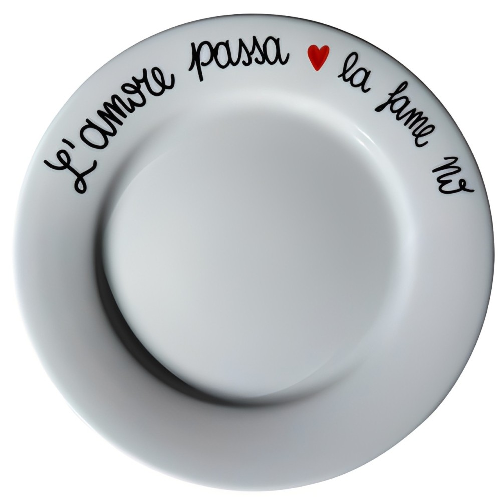 Piatto Personalizzato in Porcellana con Scritta a Scelta | Scritta Fatta a Mano sul Bordo | Idea Regalo Artigianale